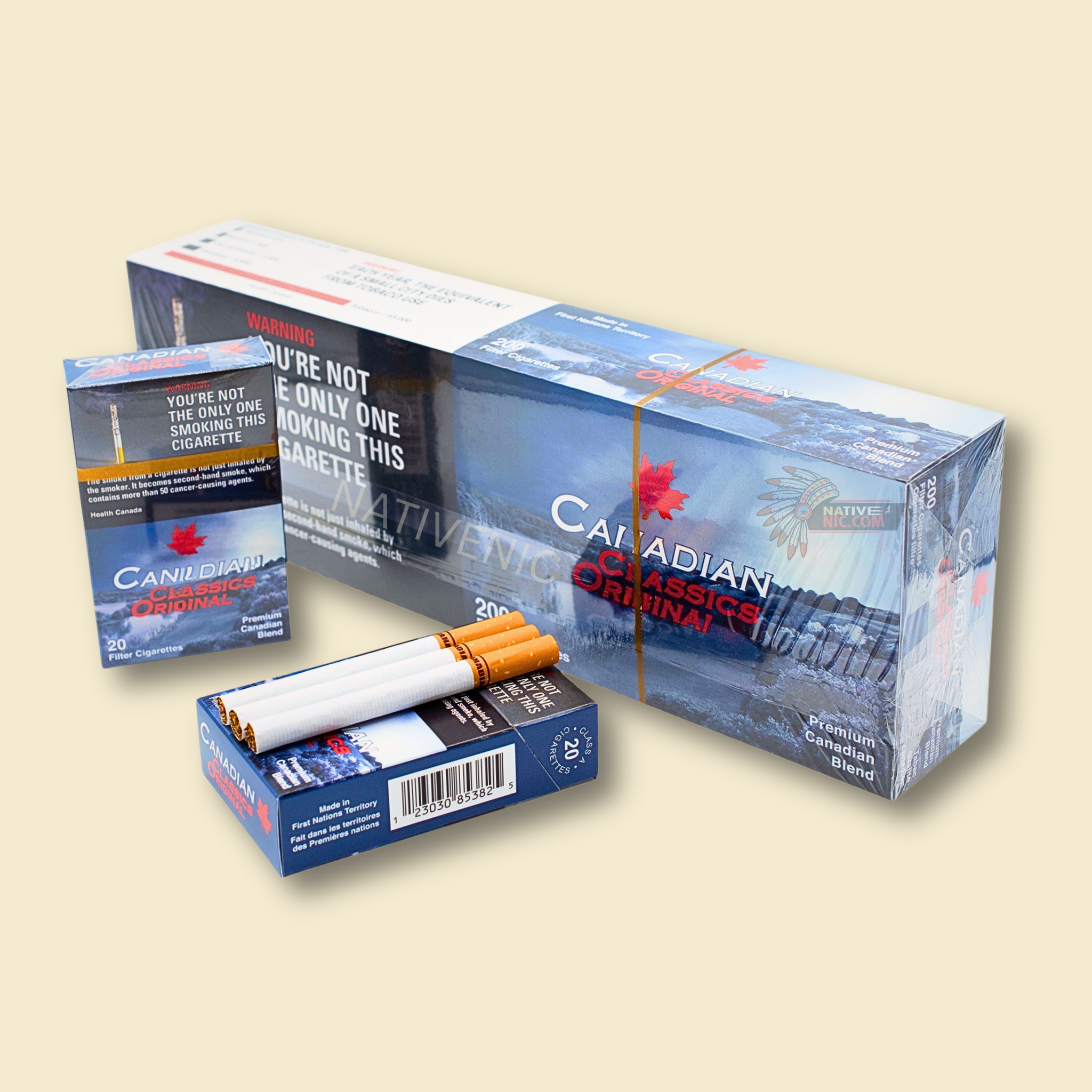 Canadian Classics Original carton and pack – buy native cigarettes online at NativeNic Canada