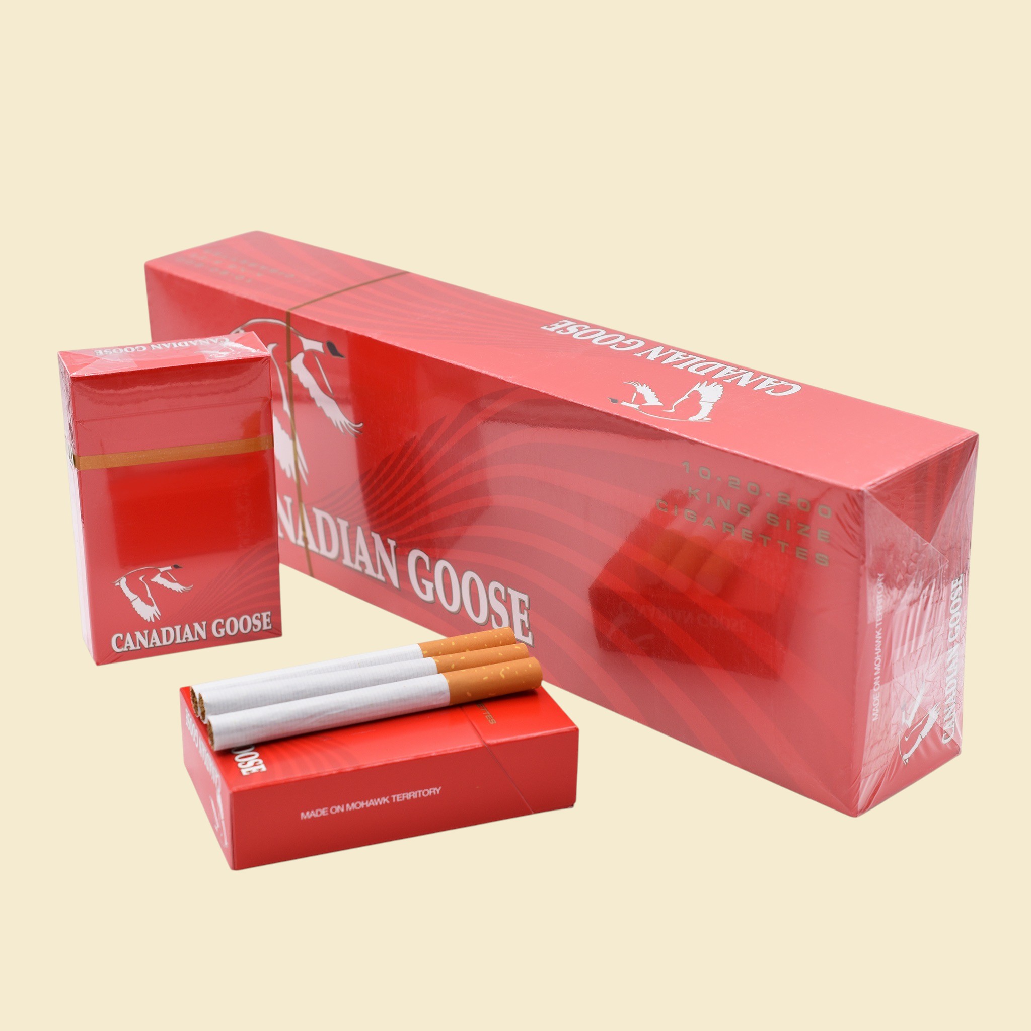 Oie du Canada Rouge Grand (Taille King) Canadian Goose Red Full carton and pack – buy native cigarettes online at NativeNic Canada