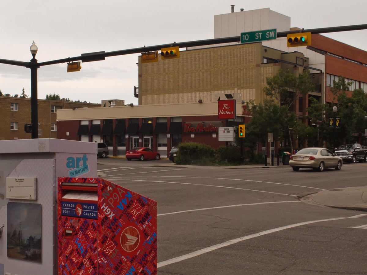 Beltline Calgary 17 Avenue Red Mile with mid-rise condos and arts district