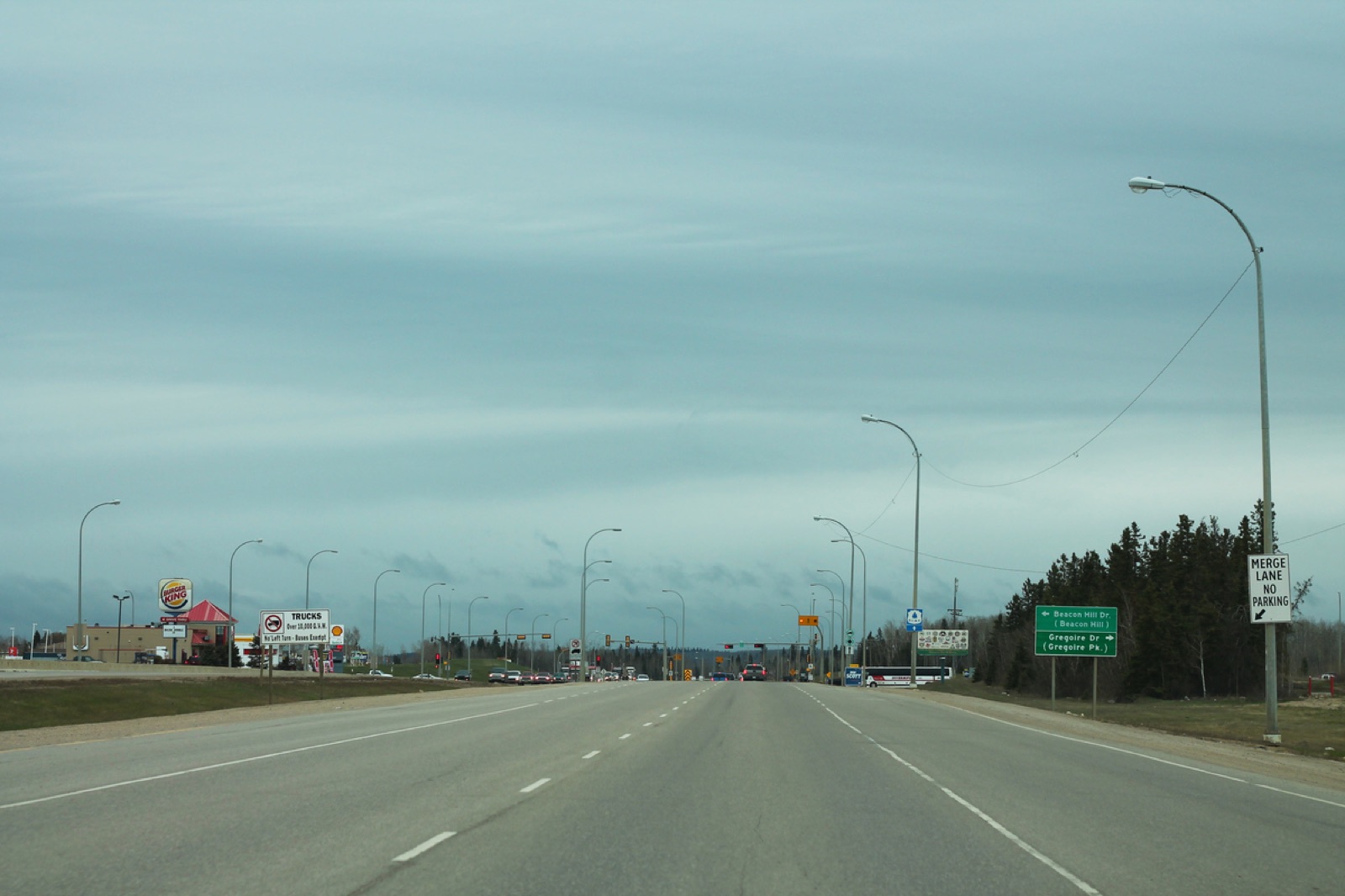 Highway 63 and Gregoire Drive Beacon Hill intersection south of Fort McMurray downtown
