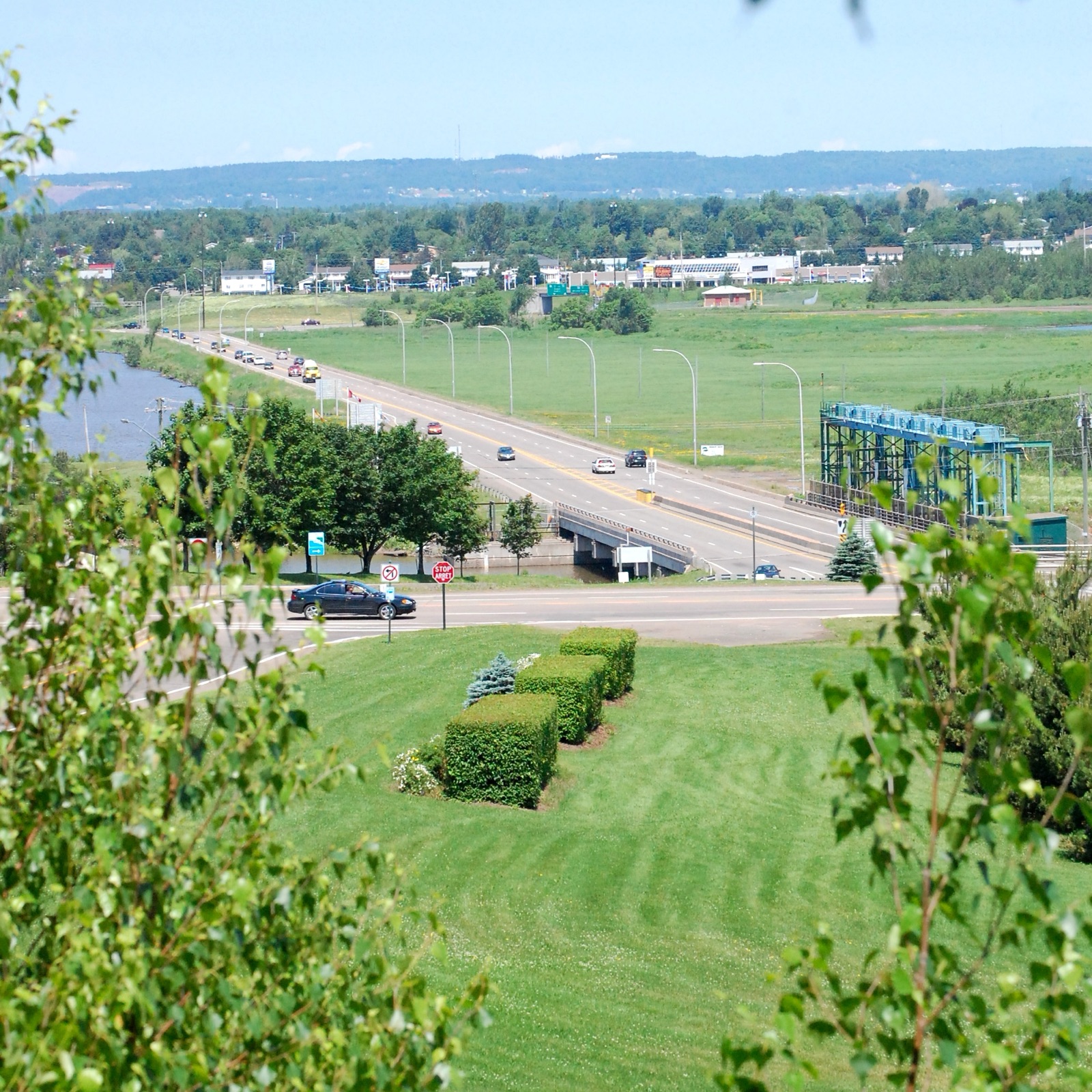 Riverview Causeway across the Petitcodiac River south of Moncton, New Brunswick