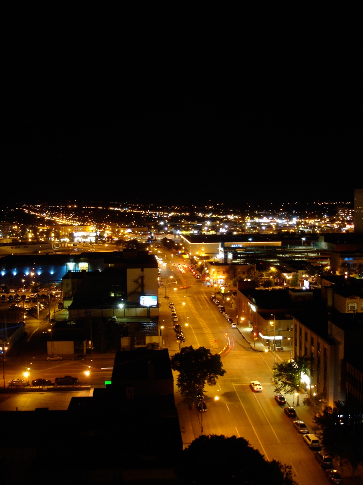 20th Street West at night in the Riversdale brewery and arts district of Saskatoon