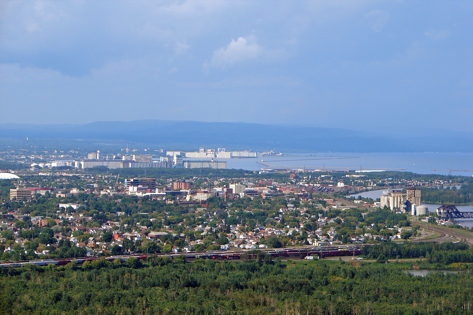 Port Arthur Thunder Bay skyline with grain elevators on Lake Superior